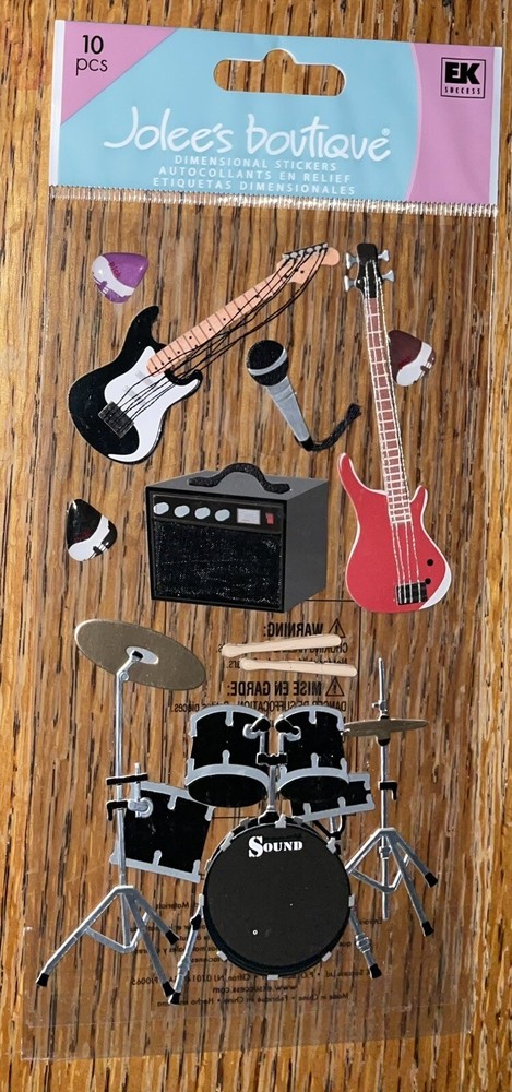 Jolees Rock & Roll GARAGE BAND Drums Electric Guitar Drum Stick Music Stickers