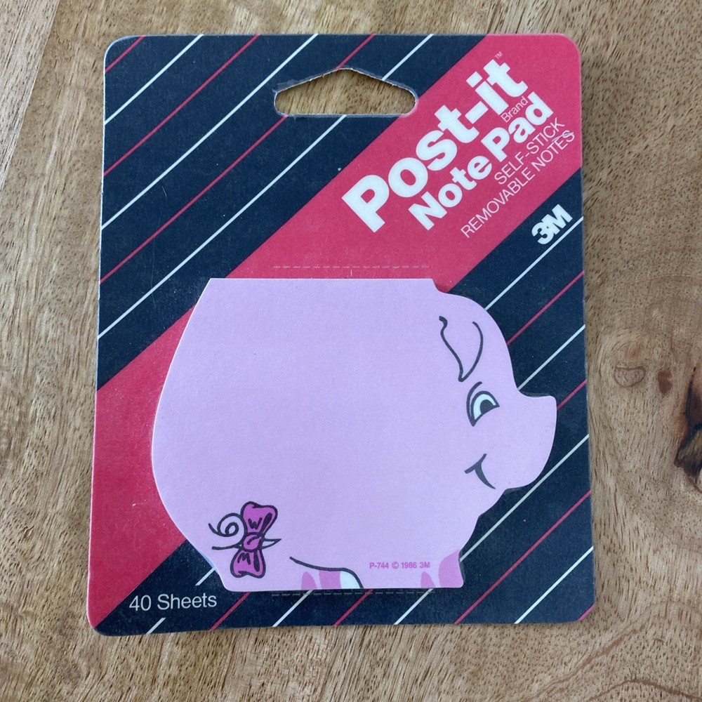 Vintage 3M Post-It Note Pad Pink Pig 40 Sheets