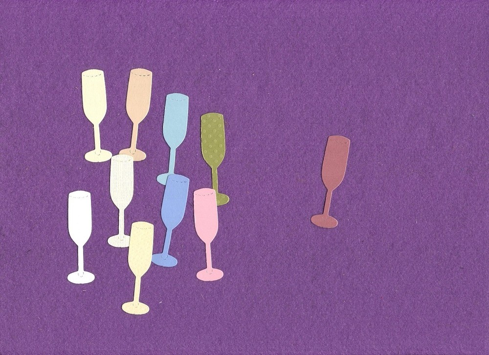 CHAMPAGNE GLASS die cuts scrapbook cards