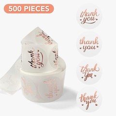 1000Pcs 1.5 Inch Thank You Stickers Font Rose Gold Foil Lables For Greeting Card