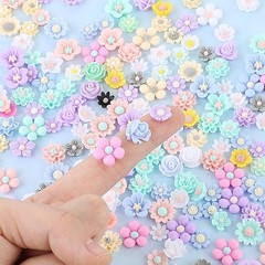 300PCS Flower Resin Charms Mini Cabochons Flatback Beads Mixed…