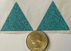 BLUE GLITTERED TRIANGLES Stickers(6pc)Shapes•3 sides•Teal