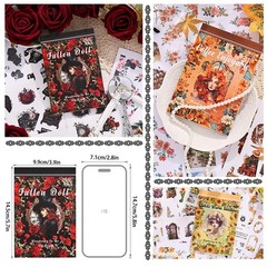 PET Washi Tape 6 Rolls Wide Flowers Transparent Light Decorative Aesthetic Fl…