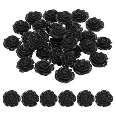 20mm Rose Flower Resin Cabochon 30Pcs Mini Rose Flower Resin Black