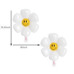 10PCS Daisy Balloons with Face Groovy Party Decorations Boho White Flower Bal…