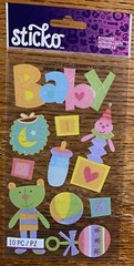 Sticko BABY Girl Boy Toys Jack In The Box Ball Bear Bib Bottle Scrapbook Sticker