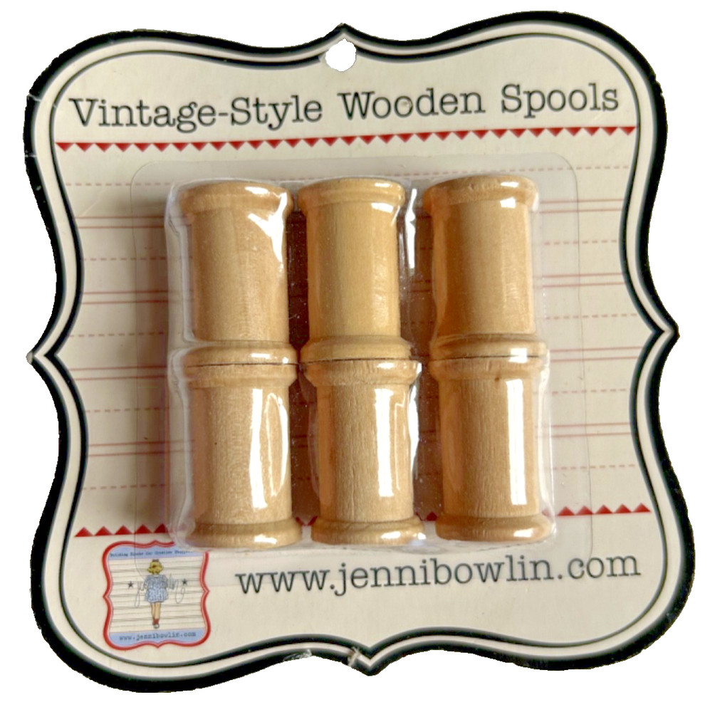 Jenni Bowlin Vintage Style Wooden Antique Thread Spools for Crafting Set of 6