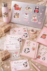 Valentine’s Day Cute Animals Sticker Set – 12 Piece