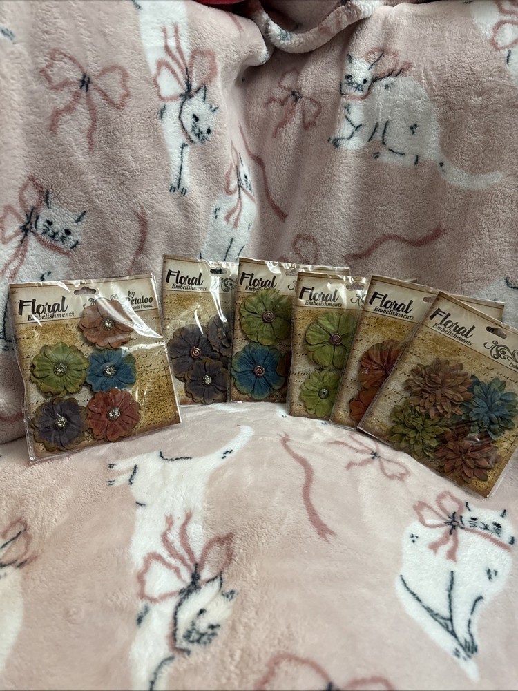 Petaloo Floral Embelishments 6 Packages Unopened 2010 Scrapbook