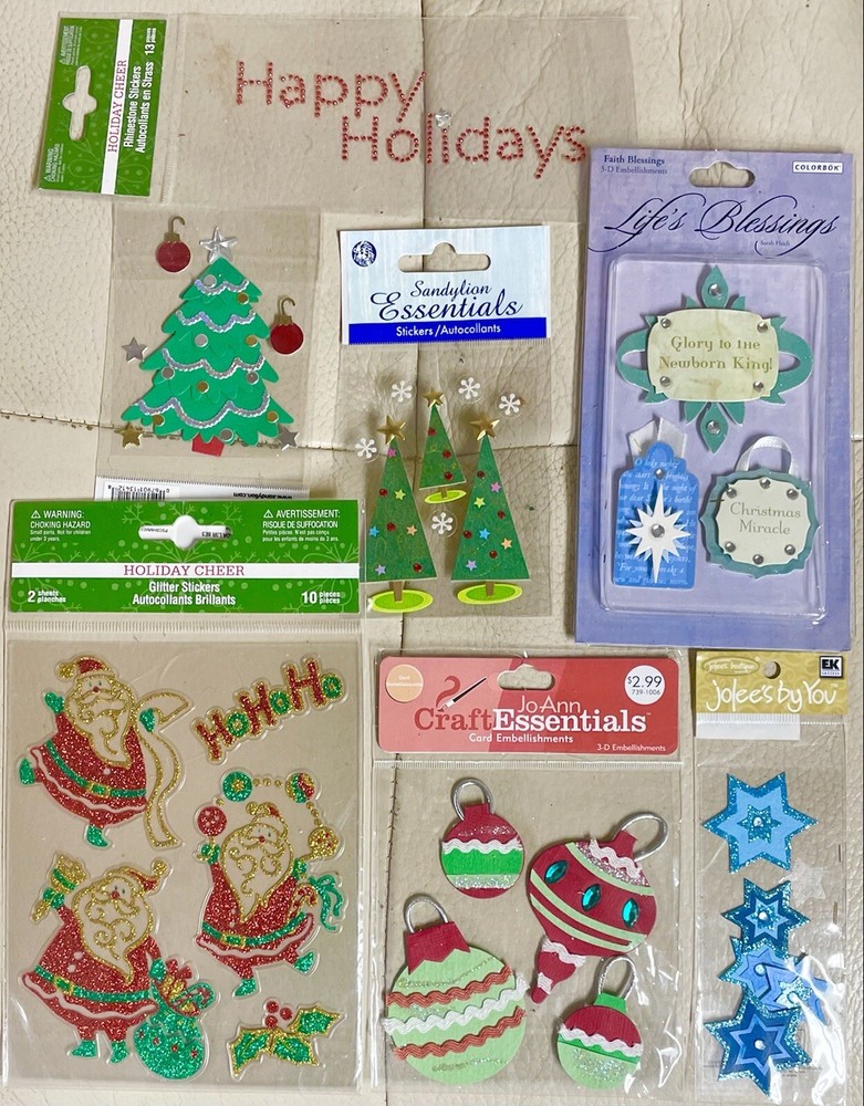 Lot Of Christmas Holiday Stickers & Embellishments Some 3D~ 7pks~Jolee’s & More