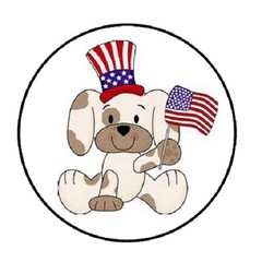 48 Patriotic Dog!!! ENVELOPE SEALS LABELS STICKERS 1.2″ ROUND