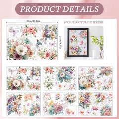 Wxiben Rub on Transfers for Crafts and Furniture – 6 Sheets Vintage Floral Rub o