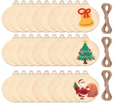 60Pcs Wood Slices,3.5″ Wooden Christmas Ornaments,Unfinished Predrilled Wood …