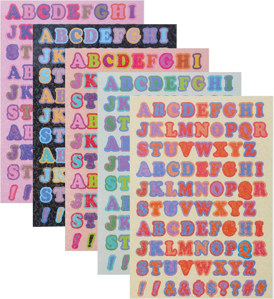 15 Sheets Colorful Letter Stickers – 1320Pcs Cute Self Adhesive Alphabet Sticker