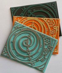 ROMAN NUMERAL ￼GEAR CLOCK Die-Cuts(4pc)Cogs•Steampunk •Background•Time•Rectangle