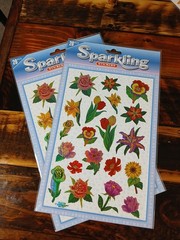 2 SHEETS 20 Pcs Sparkling Stickers Flowers Floral Brand New Vintage