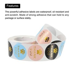 1 Roll Paw Print Thank You Labels 1.5″ Adhesive Gold Dog Paw Tags 500 Count/Roll