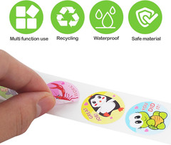 2 Rolls of 1000 Motivational Stickers, 1″ Diameter, 16 Designs for Kids