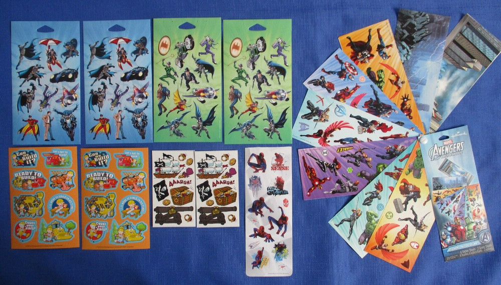 #35 NEW Lot-10 Boys Avengers Builder Pirate Batman Stickers Cardmaking Scrapbook