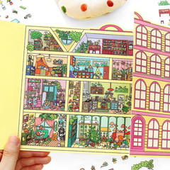 2PCS Foldable 3D Sticker Scene Book for Adults & Teens, DIY Isometric House