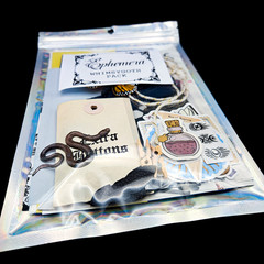 Whimsygoth Junk Journaling Papercrafting Kit – Mixed Media Pack Stickers Buttons