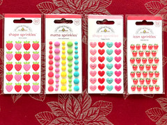 YOU CHOOSE – SHAPE SPRINKLES 3D STICKERS BY DOODLEBUG – HEARTS STRAWBERRIES