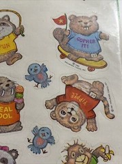 Vintage 80s Shirt Tales Fuzzy Flocked Stickers Hallmark TV Cartoons Scrapbook