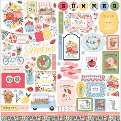 (1) 12×12 Sheet of Carta Bella Paper SUMMER Scrapbook Element Stickers