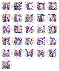 Initial Letter Spring Flower Handmade Stickers Scrapbook Envelope Labels