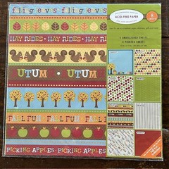 Scrapbooking paper & die-cut sheets fall fun packs 12″x 12″ apples 12 pages lot