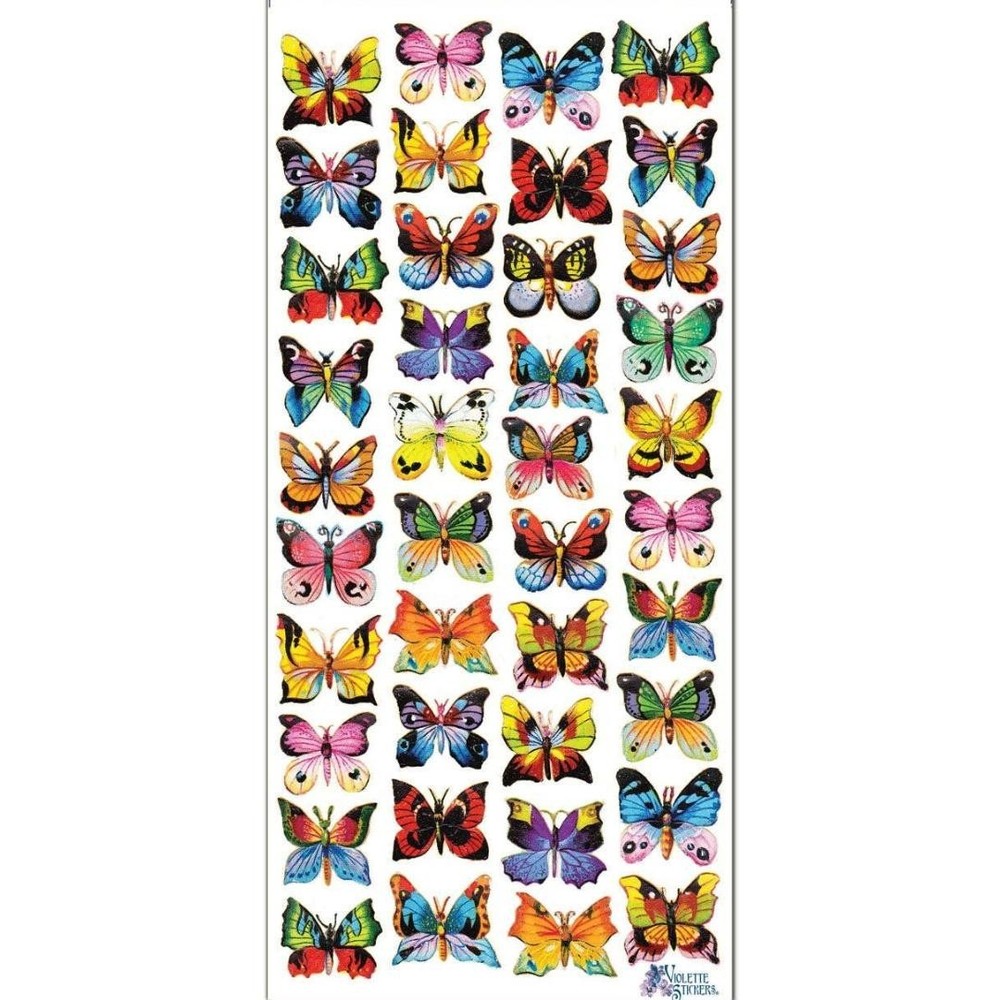 Violette Stickers – Colorful Painted Butterflies Sticker Sheet – Planners