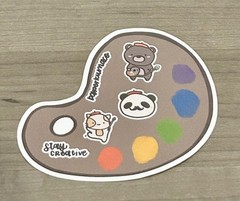 PaperKumaCo “Stay Creative” Artist Palette Sticker Sheet Paper Kuma Co Stickers