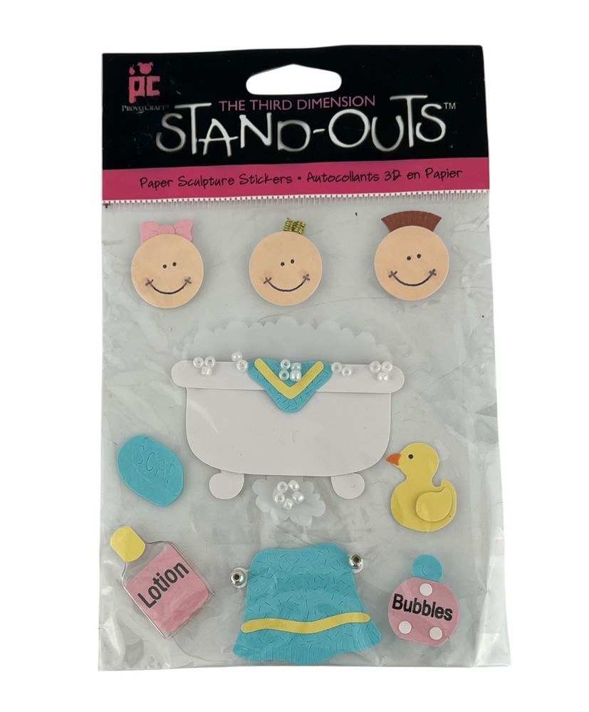 Provo Crafts Stand-Outs Bath Time 3 D Paper Sculpture Stickers 10 Pieces Kids