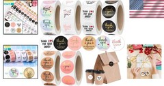 Vibrant 1-Inch Thank You Stickers – 3000 Pcs with Gold Foil for Gifts and Crafts