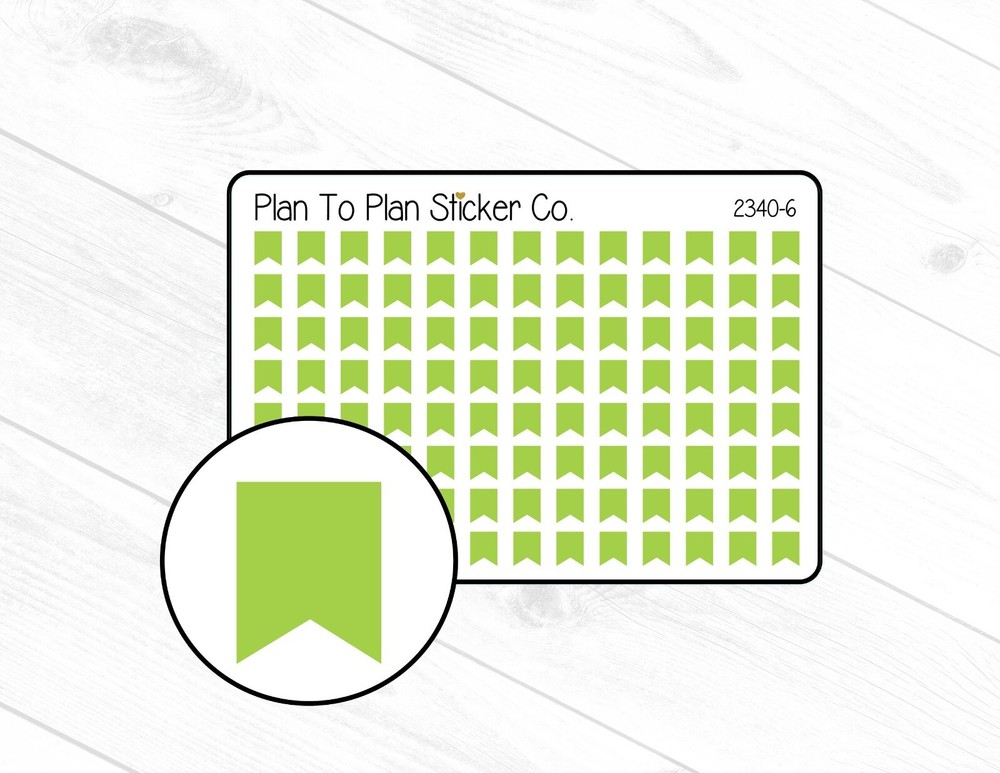 2340-6~~Green Mini Flags Planner Stickers.