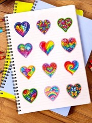 20Pcs Rainbow Heart Vinyl Stickers For Water Bottles Laptop Scrapbooks & more
