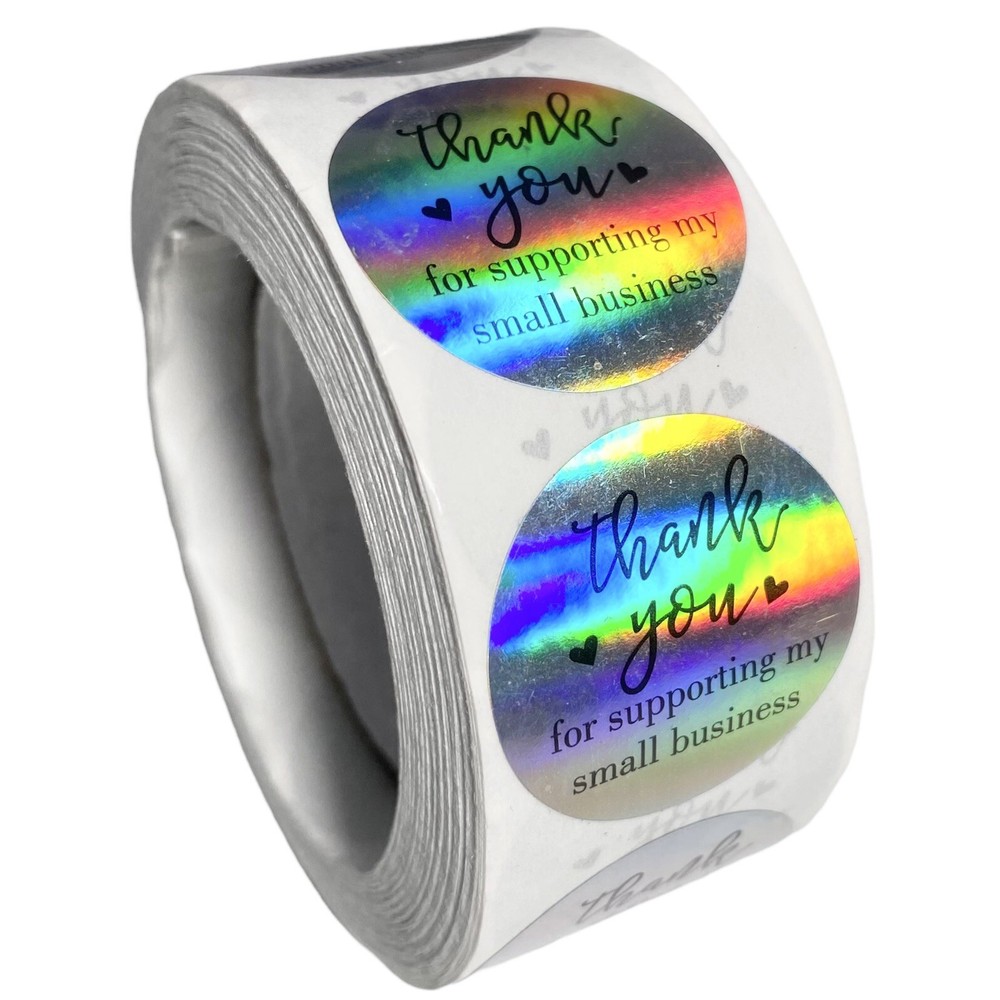 NEW Y Stickers 1″ Thank You 500ct Iridescent Labels