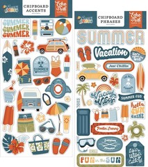 Echo Park SUMMER VIBES (2) 6″x13″ Chipboard COMBO Accents + Phrases