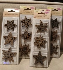 HUGE LOT Crafters Square 90 Wood STARS Laser Cut Kraft Icons 15 packs of 6 stars