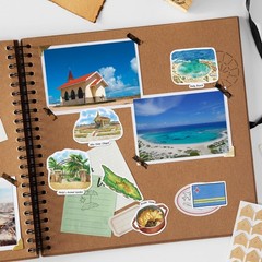 Navy Peony Relaxing Aruba Travel Stickers (28pcs)-Watercolor, Multicolored