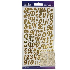 Sticko Gold Foil Funkydory Small Alphabet Stickers eksuccess 52-90312 192 Pieces