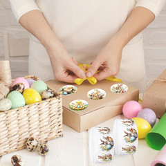 1000 Pcs Easter Stickers Roll Retro Watercolor Egg Rabbit Bunny Chick Flower …