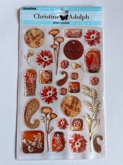 Creative Imaginations Christine Adoph Exoxy Stickers, orange and brown color