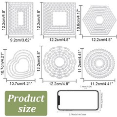 6 Styles Metal Die Cuts for Card Making – Rectangle, Heart, Circle Stencils for