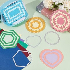 6 Styles Metal Die Cuts for Card Making – Rectangle, Heart, Circle Stencils for