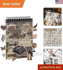 Pre-Cut Vintage Sticker for Journaling, 595PCS – 50 Sheets Washi Brown Scrapb…