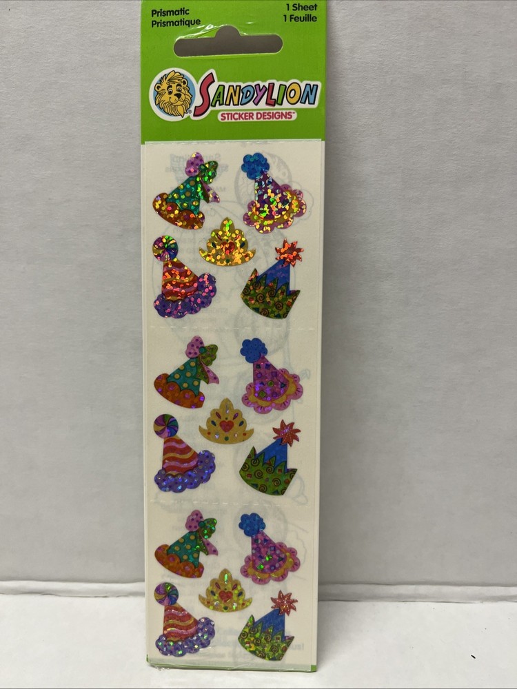 PRISMATIC PARTY HAT Stickers Sandylion•Birthday •Celebration•Card Making•sealed