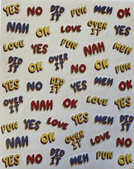 SHORT PHRASE Stickers(50pc) Words•No•Nah•Meh•Over It•Yes •Love•Ok•Fun•Did It•