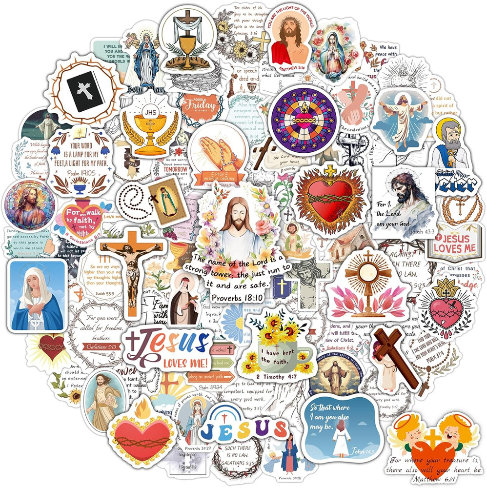 200PCS Catholic Stickers for Kids Religious for Water Bottle Scrapbook Bible A