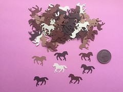 50 SMALL BROWN HORSE HORSES DIE CUTS PUNCHES CONFETTI 1 INCH 5 BROWN SHADES